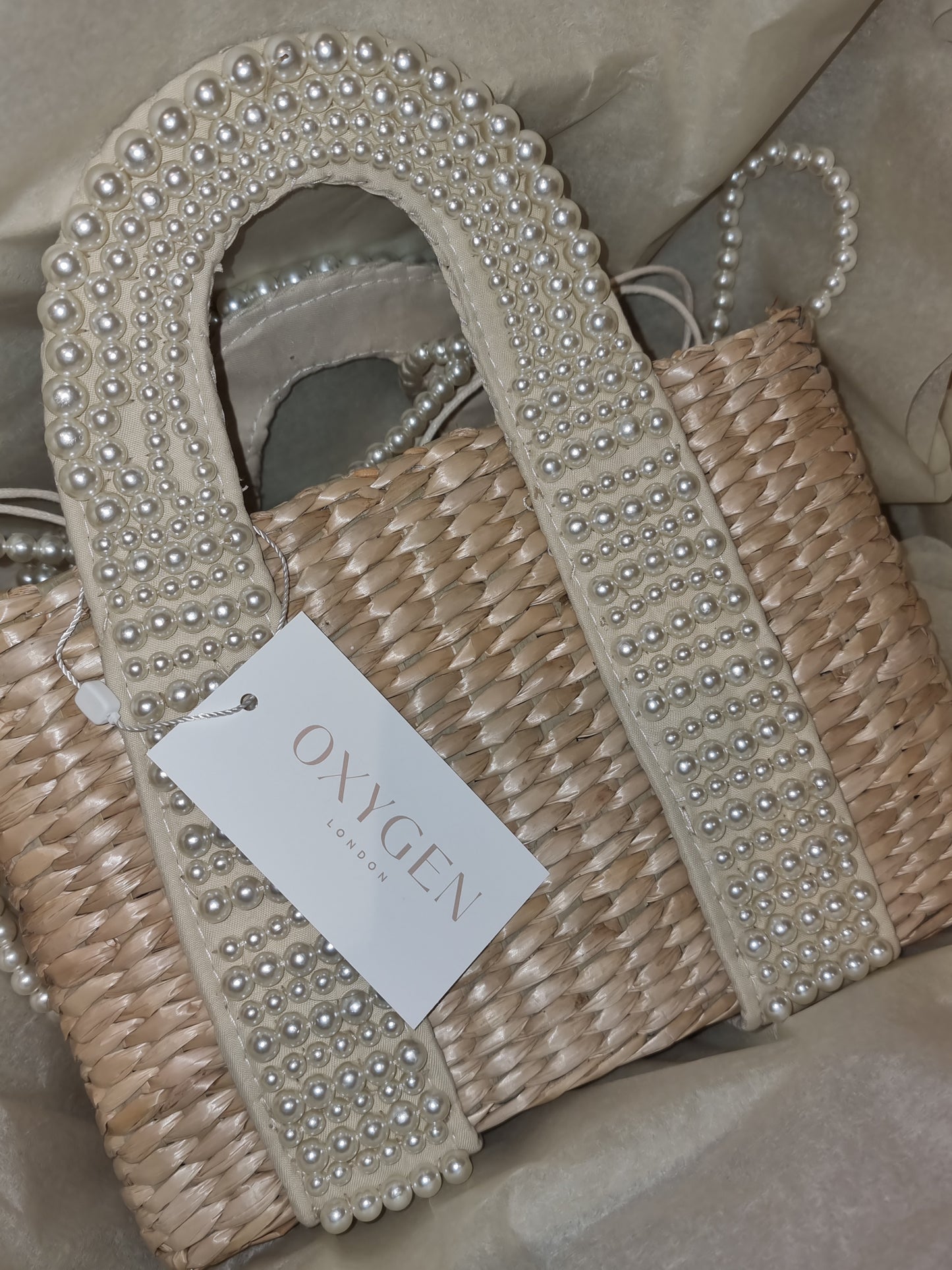 Pearl Straw Mini Tote