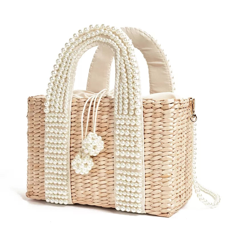 Pearl Straw Mini Tote