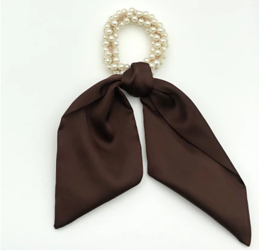 Brown Satin Pearl Bobble