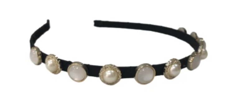 Black Pearl & Gem Headband