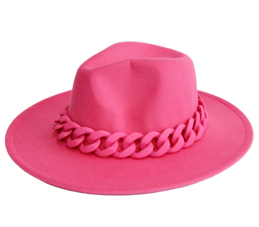 Pink Chain Fedora Hat
